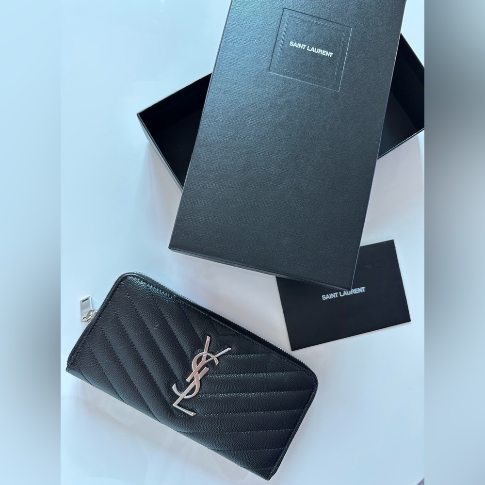 YSL Monogram Zip Wallet Black - Picture 1 of 7